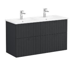 Vitra Root Groove 69517 Lavabo Dolabı, Dört Çekmeceli, 120 Cm, Mat Grafit, Köşeli Lavabolu